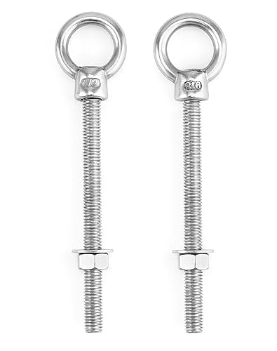 QWORK Machinery Eye Bolt with Shoulder, 5 Pack 1/2"x6" Long 316 Stainless Steel Marine Grade Thread Machinery Shoulder Lifting Ring Eye Bolts - color: 5 Pack - 316, size: 1/2" x 6"