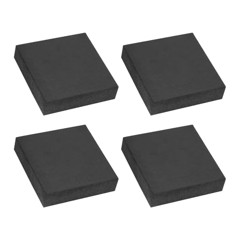 PATIKIL Rubber Solid Anti-Vibration Pads, 4 Pcs 60mm x 15mm Thick Rubber Square Washers Multi-Purpose Gasket Pad Bushings Spacer for HVAC Compressor Air Conditioner, Black - size: 60mm x 15mm Thick
