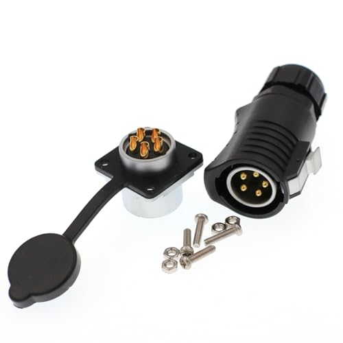 HangTon LP20 5 Pin Connector Waterproof 30 Amp Power Industrial Equipment Male Cable Plug Female Panel Mount Socket, Gold Plated Contact - color: Male Plug and Female Socket, size: 5-pin