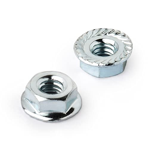POWERTEC QLN1202 Serrated Flange Hex Lock (M10) Nuts | Premium Carbon Steel Zinc Plated Fasteners – 25 Pack - style: Flange M10