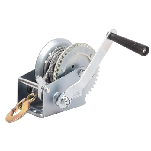 Boat Trailer Winch 1200lbs Hand Winch Heavy Duty Hook with 10m/33ft Steel Cable Hand Crank Ratchet Winch and Ratio 4.1:1 Gear 1 Speed Switchable 2 Way for Boat Trailer Marine Truck ATV - style: 1200LBS