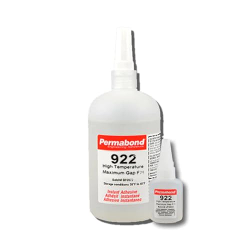 Permabond 922 Instant Adhesive-Fast-Set, Thick Gap Filling, 2-Step High-Temp Resistant 1 Ounce Bottle + Tips + Accelerator