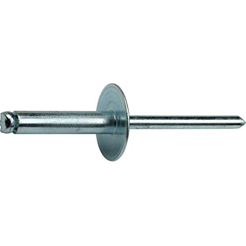 Fastenere Large Flange Pop Rivets - 3/16" x 5/8" (50 pcs) Heavy Duty, Open End, Steel Zinc, Corrosion-Resistant, High Tensile & Shear Strength, 6-10 Gap .501" - .625"