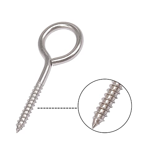 SHONAN 2.75" Stainless Steel Eye Screws for Wood, 16 Pcs Screw Eye Hooks Eye Bolt Hooks, Eye Screws for Indoor Outdoor Use, 85 Lbs Capacity - size: 2.75 Inch, 16 Pack