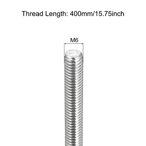 MECCANIXITY Fully Threaded Rod M6 x 400mm 1mm Thread Pitch 304 Stainless Steel Right Hand Threaded Rods Bar Studs 6 Pack - size: M6 x 400mm