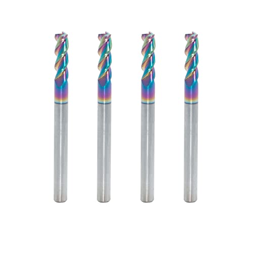 1/8" Carbide Square End Mill, 3 Flute, DLC Coating, 4 Pcs - size: 1/8" (4 Pieces)
