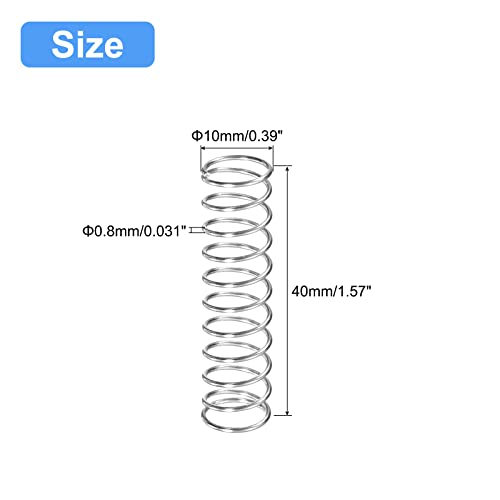 uxcell 5Pcs Compression Spring 304 Stainless Steel 10mmOD,0.8mmWD,40mmFL - size: 10x0.8x40mm