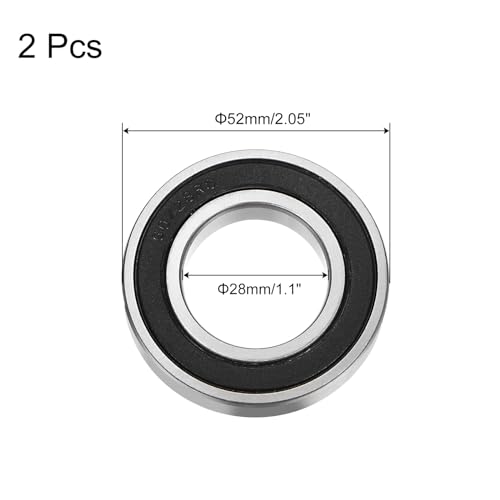 uxcell 60/28-2RS Deep Groove Ball Bearing, 2pcs 28x52x12mm Chrome Steel - size: 28mm x 52mm x 12mm