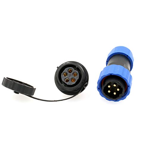 SD20 Waterproof Aviation Circular Plastic Connector for Outdoor Power System LED Lighting (5 pin, Male Plug and Female Panel Socket) - color: Male Plug and Female Panel Socket, size: 5 pin