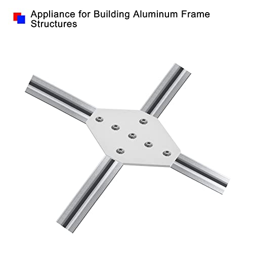 uxcell 2Pcs Corner Bracket Plate Cross 60x100mm 7-Hole Outside Joint Kits 2020 Aluminum Profile with T Nuts and Hex Socket Screws White for Frame Structure