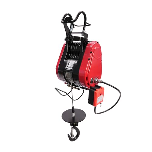 DYNAMI Electric Chain Hoist with Wired Remote Control,110V Load 771lbs Lift Height 95ft Electric Wire Rope Hoist,for Logistics, Factories and Agriculture (771LBS Red)