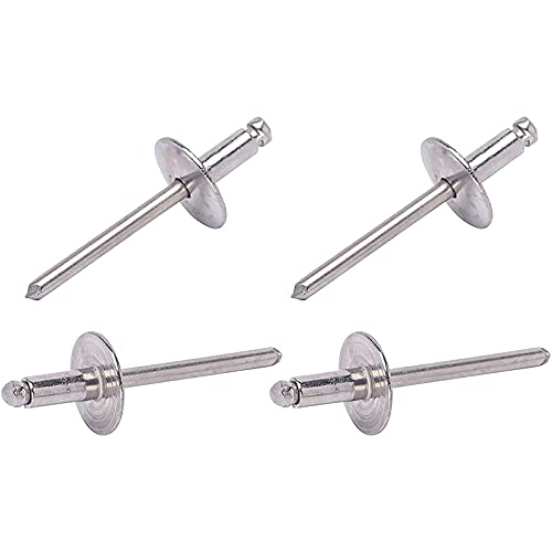 50 Pcs 3/16" x 1/2"(4.8x13mm) Large Flange Stainless Steel Blind Rivets Pop Rivets Core Pulling Rivets,Grip Pange(6.5-9.5mm) - size: 4.8*13MM