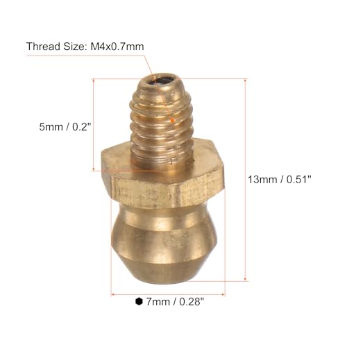 HARFINGTON 15pcs Brass Straight Grease Fitting M4x0.7mm Metric Thread Hydraulic Grease Nipple Accessories for Car - size: M4x0.7