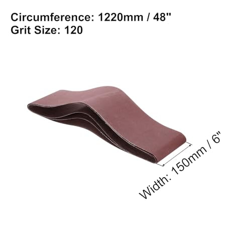 HARFINGTON 3pcs 120 Grits Aluminum Oxide Sanding Belts 6" x 48" Ring Abrasive Belts Metal Polished Sandpaper for Belt and Disc Sander - size: 120 Grits