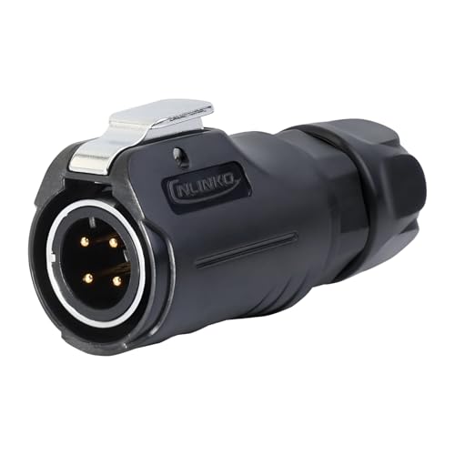 CNLINKO LP-12 4 Pin Connector IP68 Waterproof Circular Electrical Plug for Outdoor Equipment Solar Industrial Machinery DC 12V M12 2-8 Pin Male Plug and Female Plug (4-Pin) - size: 4-Pin, style: Metal-reinforced Kit