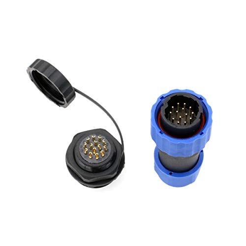 SD20 Waterproof Aviation Circular Plastic Connector for Outdoor Power System LED Lighting (14 pin, Male Plug and Female Panel Socket) - color: Male Plug and Female Panel Socket, size: 14 pin
