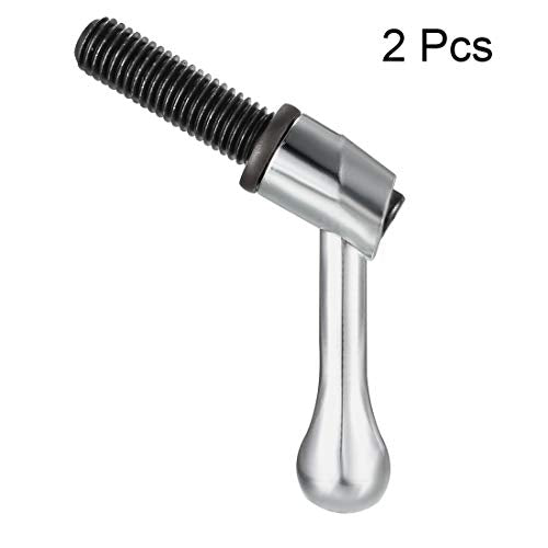 uxcell M12 x 40mm Handle Adjustable Clamping Lever Thread Push Button Ratchet Male Threaded Stud Knobs Locking Rotating Screw Handles Quick Release Bolt Silver Tone 2pcs - size: M12 x 40mm