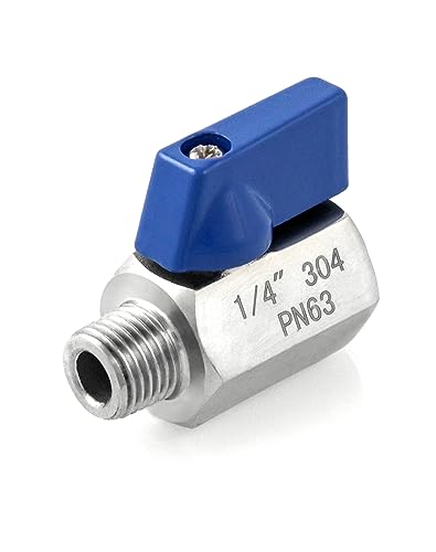 QWORK Mini Ball Valve, 10 Pack 1/4" NPT Thread Female and Male 304 Stainless Steel Shut-Off Valves - color: 10 pack, size: 1/4" Female&Male
