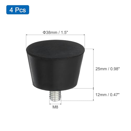 uxcell 4Pcs Thread Adjustable Levelling Feet, 1.5" x 0.98" Rubber Furniture Feet with M8 x 12mm Studs for Table Chair Feet Floor Protector, Black - size: 1.5" x 0.98", M8 x 12mm