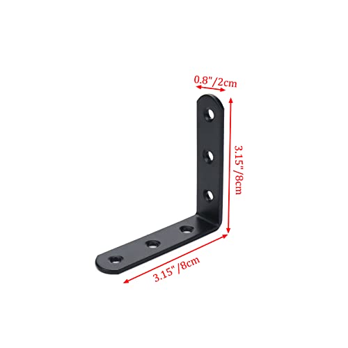 Corner Bracket 3.15" x 3.15" L Brackets Black Right Angle Bracket Corner Brace-4pcs - color: Black, size: 3.15" x 3.15"