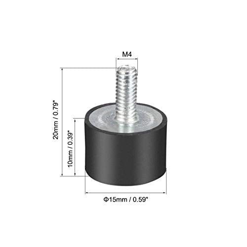 uxcell M4 Thread Rubber Mounts,Vibration Isolators,Cylindrical Shock Absorber with Studs 15mm x 10mm 8pcs - size: M4x15x10mm