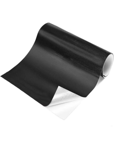 Aluminized Automotive Heat Shield Wrap - 2000°F High Temperature Resistant Thermal Barrier, Self-Adhesive Aluminumed Fiberglass Heat Tape for Engine Bay, Kitchen Cabinet, Stove, Oven, Firewalls - color: Black, size: 12'' X 48''