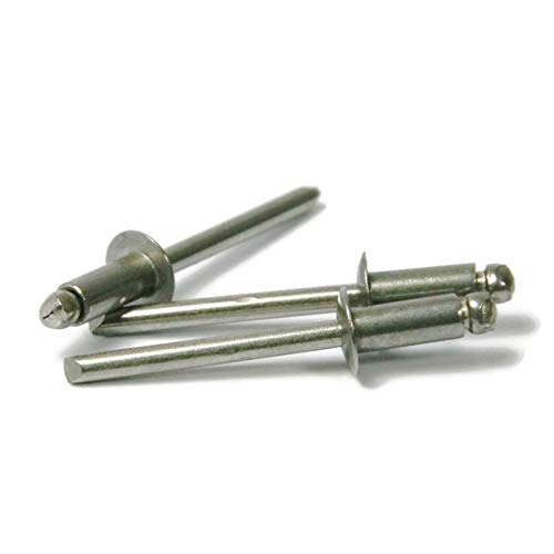 Stainless Steel Pop Rivets 5/32 Diameter #5 All 304 Stainless Steel Blind Rivets 5-8, 5/32" x 1/2" Grip (0.376-0.500) QTY 100 - size: 5-8, 5/32" x 1/2" Grip (0.376-0.500)