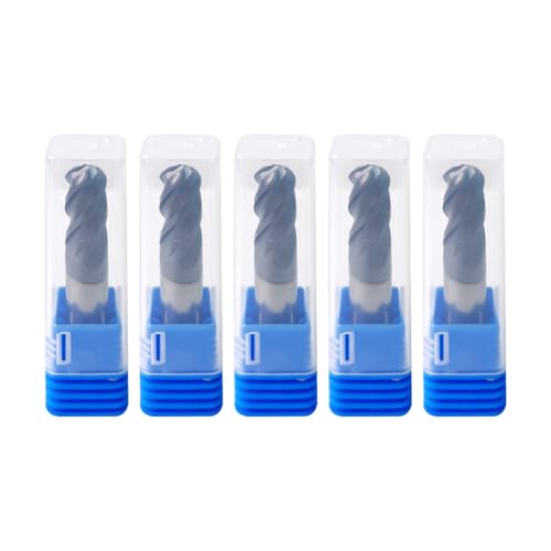 5Pcs 3/8" Carbide Ball Nose End Mills, ALTiN Coated, 4 Flute - size: 3/8 in