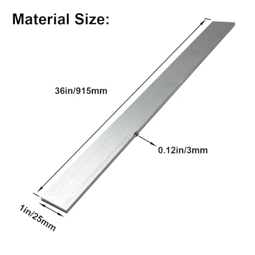 36" Long 1/8" X 1" Square Aluminum Flat BAR .6061 Aluminium, 3mm X 25mm X 915mm Aluminum Flat Plate, T6511 Solid New Mill Stock (2 Pack)