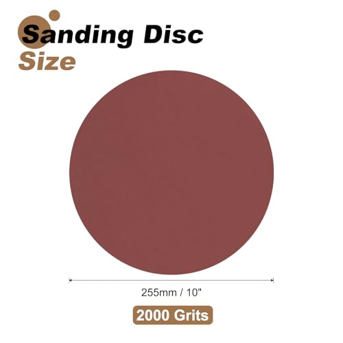uxcell 12pcs 10-Inch PSA Sanding Discs, 2000 Grits Aluminum Oxide Self Adhesive Stick Back Sandpapers, No-Hole Round Wet/Dry Sander Papers, Sand Auto Car Paint, Wood, Metal - size: 2000 Grits