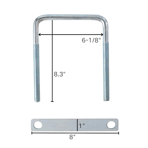 4 Pack Square U-Bolt for Trailer- Fits 6 Inch Wide Leaf Springs, Galvanized Steel Clamp Set, Secure Fit for Truck, Boat and Trailers - size: Fits Up To 6 Inch Wide Leaf Springs