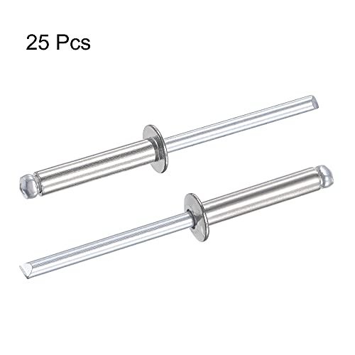 uxcell Blind Rivets, 304 Stainless Steel Pull Rivets Core Decoration Rivets 4mm Diameter 20mm Grip Length Silver Tone, 25pcs - size: 4mm x 20mm