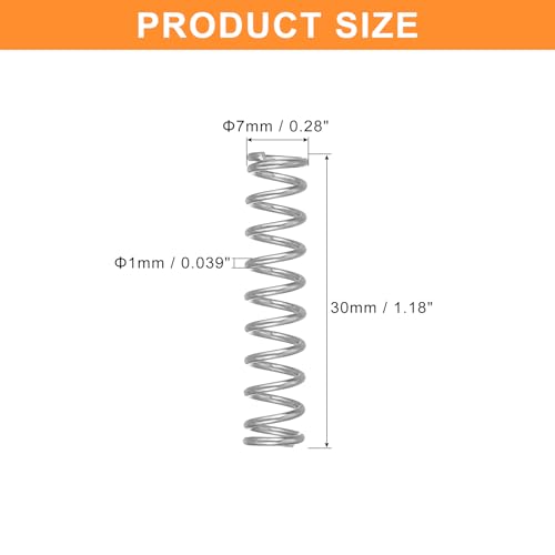 uxcell 5Pcs Compression Spring, Wire Diameter 0.039", OD 0.28", Free Length 1.18" 304 Stainless Steel Coil Mechanical Compressed Spring, Silver - size: 0.039" x 0.28" x 1.18"
