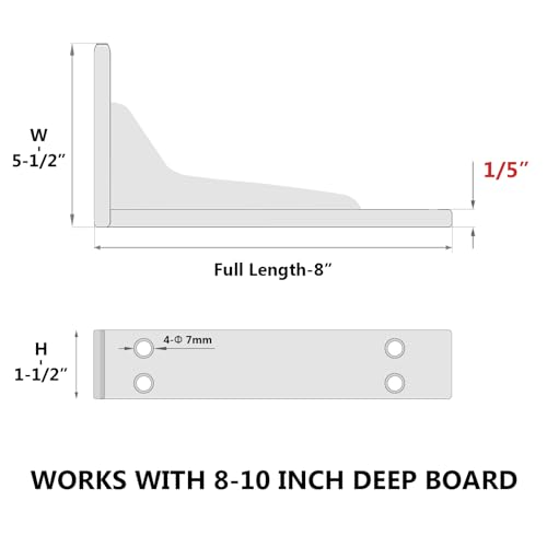 NEODROP 8 Inch Heavy Duty Shelf Brackets, Premium Metal Wall Bracket for Mantel, Countertop Support, Garage Storage Shelves | High Strength Corner Brace | 8-Pack Floating Shelf Hardware - size: 8 Inch, style: 8 Pack