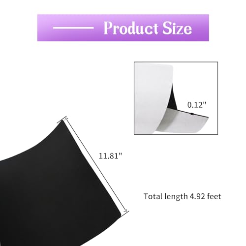 Foam Sheets with Adhesive Backing, 11.81 in x 59 in x 1/8 in Black Closed Cell Neoprene Cushion Mat EVA Foam Insulation Padding Soundproof Sheet Rolls for Crafts DIY Projects, Easy to Cut - color: Black, size: 11.81" x 59" x 1/8"