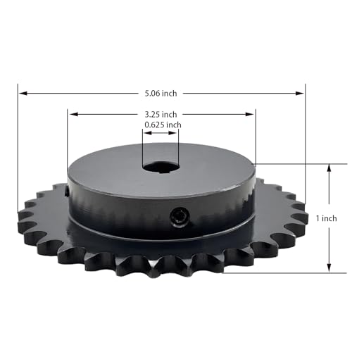 #40 Roller Chain Sprocket Type B 5/8 inch Bore 30 Tooth, Hardened Antirust 1045 Steel Drive Sprockets 40B30-5/8