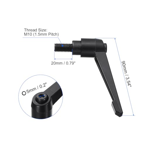 uxcell 4pcs Clamping Lever Handles, M10 x 20mm Black Oxide Carbon Steel Threaded Male Stud, Adjustable Handles Locking Quick Release Ratchet Push Button Bolt Knobs, Black - size: M10 x 20mm