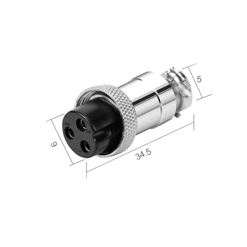 16.4Ft GX12 3Pin Female to Female Aviation Connector Cable,Metal Circular Adapter PVC Cable Connector 7A/125V,12mm for Electrical and Electronic Connections AWG20 Cable 5M - size: 3Pin