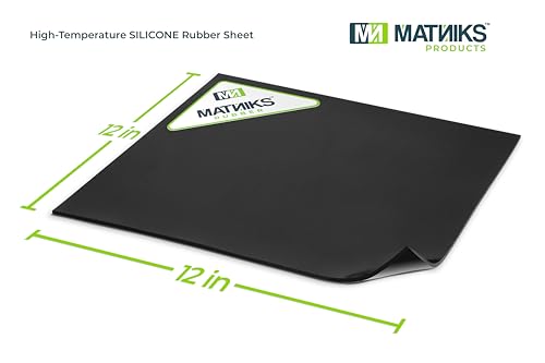 MATNIKS Silicone Rubber Sheet, 12x12-inch by 1/8 (0.125) Black Duro A65, High-Temperature Heat Resistant Gasket Material, Heavy Duty Solid Supports Leveling Sealing Bumpers Protection Abrasion Covers - size: Black 1/8-inch Thick