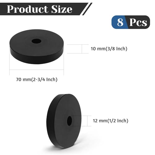 8 PCS Multi Purpose Rubber Spacer, 2-3/4" OD x 1/2" ID x 3/8" Thickness - size: 2-3/4" OD x 1/2" ID x 3/8" Thickness