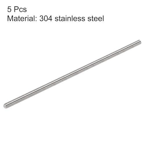 uxcell 5Pcs M3 x 90mm Fully Threaded Rod 304 Stainless Steel Right Hand Threads,M3-0.5 Thread Pitch