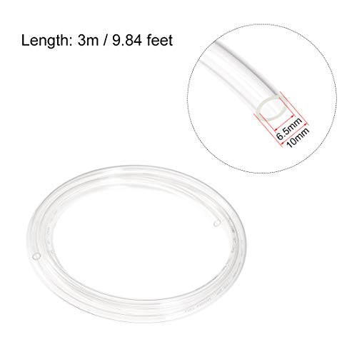 uxcell Pneumatic Air Tubing, 10mm OD x 6.5mm ID 3 Meter (118 Inch) PU Polyurethane Air Compressor Clear Tubing Hose Pipe - color: Clear, size: 3 meter