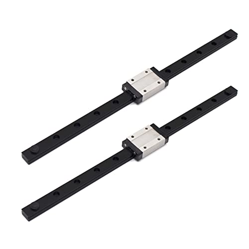 MGN12H 200mm Premium Linear Rail Guide 2pcs MGN12 Linear Slide 8mm for 3D Printer and CNC Machine Upgrade (2pcs/Pack) - color: Black MGN12H 2 Rail + 2 Carriage block, size: 200mm