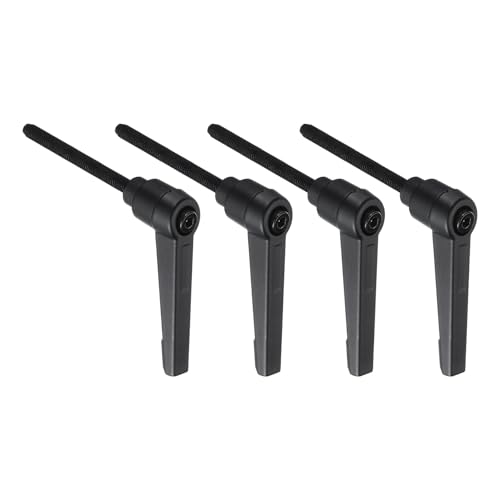 uxcell 4pcs Lever Adjustable Handles M5 x 50mm Metric Male Thread with Nuts Washers, Level Clamping Handle Set Hand Stud Knobs Rotating Screw Handles Bolts with Locking Lever, Black - size: M5 x 50mm