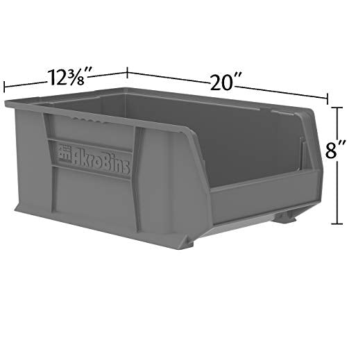 Akro-Mils 30281 Super-Size AkroBins Plastic Storage Bins, Space-Saving Stackable Bins for Garage, Classroom, Warehouse Organization, 20" L x 12" W x 8" H, Clear, 3-Pack - color: Clear