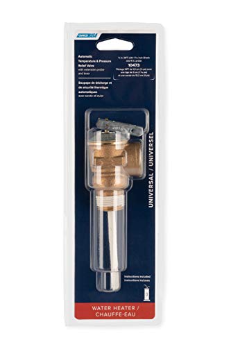 Camco Automatic Temperature and Pressure Relief Valve with Extension Probe and Lever | Features an All Brass Body with a Stainless Steel Pressure Spring | (10473) (Pack of 12) - size: One Size (Pack of 12)