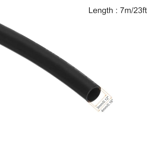 uxcell Black PVC Tube Wire Harness Tubing, 3mm(1/8 inch) ID 23ft Sleeve for Wire Sheathing Wire Protection - color: Black, size: 3mm
