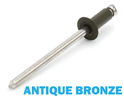 Colored Pop Rivets 1/8 Diameter #4 304 Stainless Steel Painted Blind Rivets 4-3, 1/8" x 3/16" Grip (100, Antique Bronze) - color: Antique Bronze