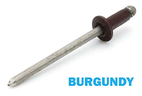 Colored Pop Rivets 1/8 Diameter #4 304 Stainless Steel Painted Blind Rivets 4-3, 1/8" x 3/16" Grip (100, Burgundy) - color: Burgundy
