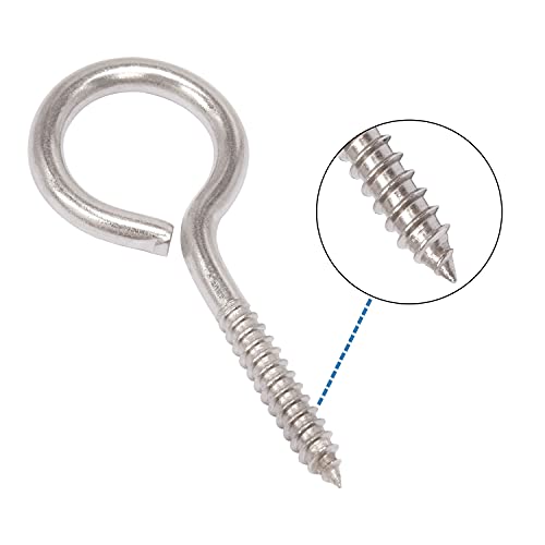 SHONAN 1.57" Stainless Steel Eye Screws for Wood, 30 Pcs Screw Eye Hooks, Indoor & Outdoor Use, 17 Lbs Capacity - size: 1.57 inch, 30 Pcs